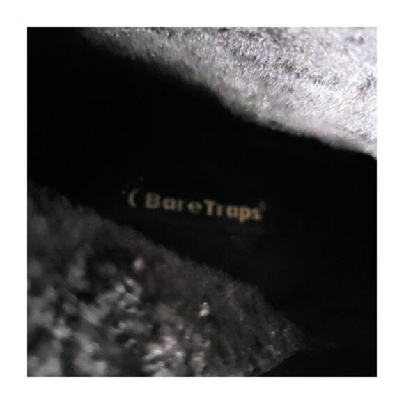 Baretraps Black Faux Fur Lined Suede/Leather Mid-Calf Block Heel Boot Sz 8 Moto - Picture 11 of 11